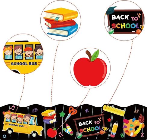 BeYumi 62Pcs Back to School Classroom Decorations Set Colorful First Day of School Cutouts with Bulletin Board Borders Trim for Elementary Preschool Kindergarten Nursery Chalkboard Wall Décor in Kuwait