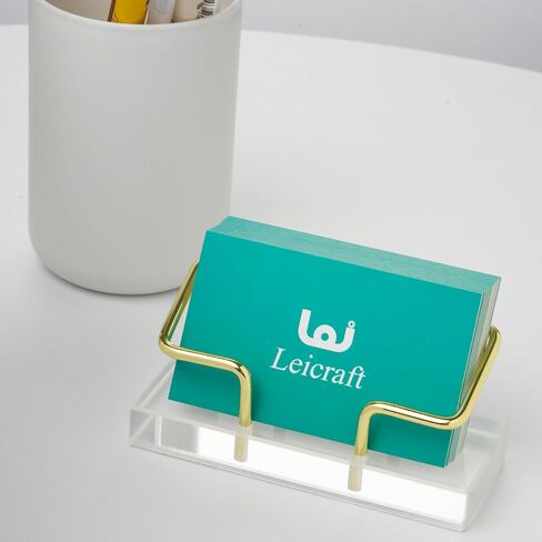 Business Card Holder for Desk, Modern Card Organizers and Office Desk Accessories for Men and Women (Golden) in Kuwait