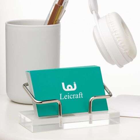 Business Card Holder for Desk, Modern Card Organizers and Office Desk Accessories for Men and Women (Golden) in Kuwait