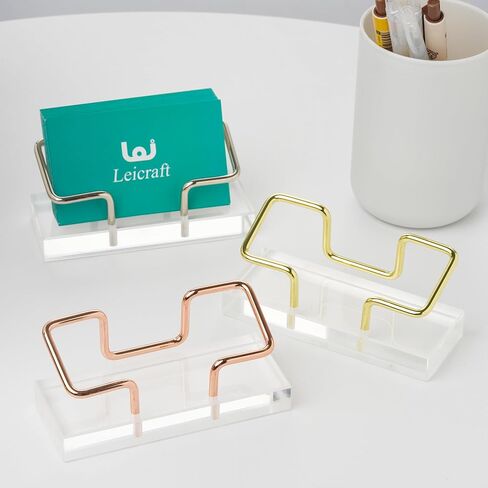 Business Card Holder for Desk, Modern Card Organizers and Office Desk Accessories for Men and Women (Golden) in Kuwait