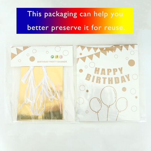 Happy Birthday Banner Bright Golden Birthday Sign Party Decorations Custom Banner Kit Can be Reused Happy Birthday Decor With 2 Wires and 1 Threading Device (Bright Golden) in Saudi Arabia