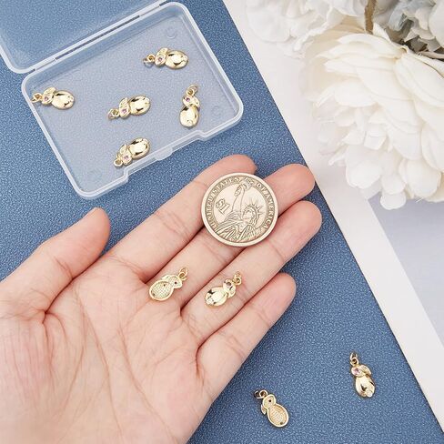 Beebeecraft 1 Box 10pcs Rabbit Charms 18K Gold Plated Brass Bunny Cubic Zirconia Pendants Charm with Jump Ring for Women Easter Necklaces Supplies Jewelry Making in Saudi Arabia