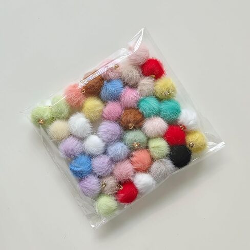 50pcs 17Colors Mixed Imitation Rabbit Fur Ball Pendant 0.6inch Pom Pom Fluffy Ball Charms for Earrings DIY Jewelry Accessories Keychain Bags Phone Chains in Saudi Arabia
