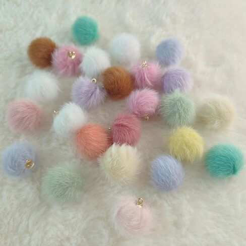 50pcs 17Colors Mixed Imitation Rabbit Fur Ball Pendant 0.6inch Pom Pom Fluffy Ball Charms for Earrings DIY Jewelry Accessories Keychain Bags Phone Chains in Saudi Arabia