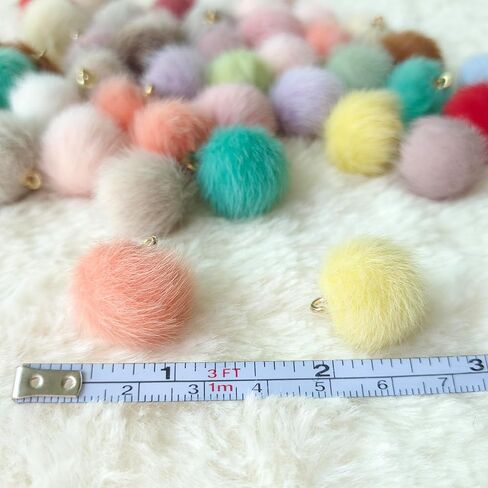 50pcs 17Colors Mixed Imitation Rabbit Fur Ball Pendant 0.6inch Pom Pom Fluffy Ball Charms for Earrings DIY Jewelry Accessories Keychain Bags Phone Chains in Saudi Arabia