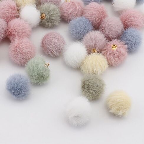 50pcs 17Colors Mixed Imitation Rabbit Fur Ball Pendant 0.6inch Pom Pom Fluffy Ball Charms for Earrings DIY Jewelry Accessories Keychain Bags Phone Chains in Saudi Arabia