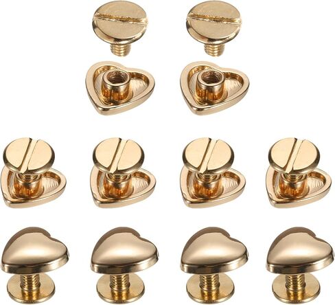 HARFINGTON 10set Heart Rivet 10mm Metal Heart Shape Decoration Stud Rivets Tool Set for Belt Clothes Shoes Purse Handbag Luggage Leather Craft DIY Embellishments Accessories, Gold Tone in Saudi Arabia