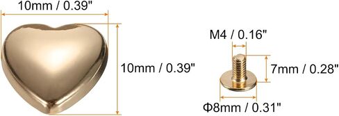HARFINGTON 10set Heart Rivet 10mm Metal Heart Shape Decoration Stud Rivets Tool Set for Belt Clothes Shoes Purse Handbag Luggage Leather Craft DIY Embellishments Accessories, Gold Tone in Saudi Arabia