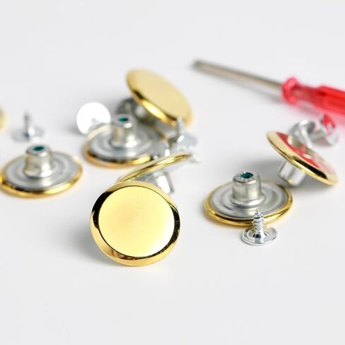 20mm Replacement Jean Buttons 12 Sets Shiny Silver Tack Buttons Close-Match Metal Button for Replacement, Easy Install no Sewing Skin&Clothes Protect with Screw and Tool Button for Jeans Pants Button in Saudi Arabia