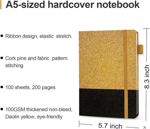 A5 Lined Journal Notebook - 200 Pages, 5.7 x 8.3 Inches, Hardcover, College Ruled with Pen Loop, 100Gsm Thick Paper - Daily Journal for Women, Men, Travel, Business, Work, Office, and School in Saudi Arabia