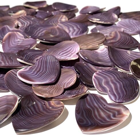 ABCGEMS Darkest Wampum Shell Pendant Beads - Atlantic Coast of USA - NY, MA, RI, CT, NJ, DE (America's First Currency From 1637-1673) Native American Style Top-Drilled Concave Heart 25mm (4 Pcs) in Kuwait