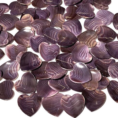 ABCGEMS Darkest Wampum Shell Pendant Beads - Atlantic Coast of USA - NY, MA, RI, CT, NJ, DE (America's First Currency From 1637-1673) Native American Style Top-Drilled Concave Heart 25mm (4 Pcs) in Kuwait