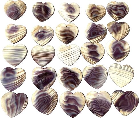ABCGEMS Darkest Wampum Shell Pendant Beads - Atlantic Coast of USA - NY, MA, RI, CT, NJ, DE (America's First Currency From 1637-1673) Native American Style Top-Drilled Concave Heart 25mm (4 Pcs) in Kuwait