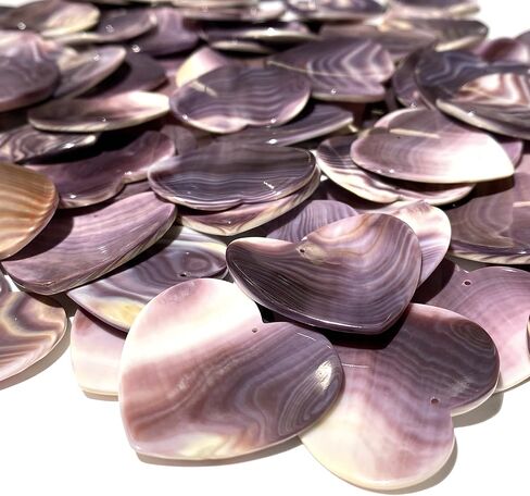 ABCGEMS Darkest Wampum Shell Pendant Beads - Atlantic Coast of USA - NY, MA, RI, CT, NJ, DE (America's First Currency From 1637-1673) Native American Style Top-Drilled Concave Heart 25mm (4 Pcs) in Kuwait