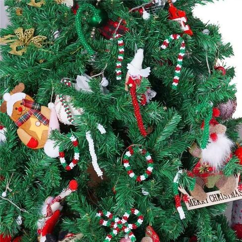 1600 Pcs Christmas Beads Holiday Plastic Beads with Beading Wire for Home Decor Necklaces Bracelets Earrings DIY Crafts Christmas Tree Hanging Decoration (Red White Green) in Kuwait