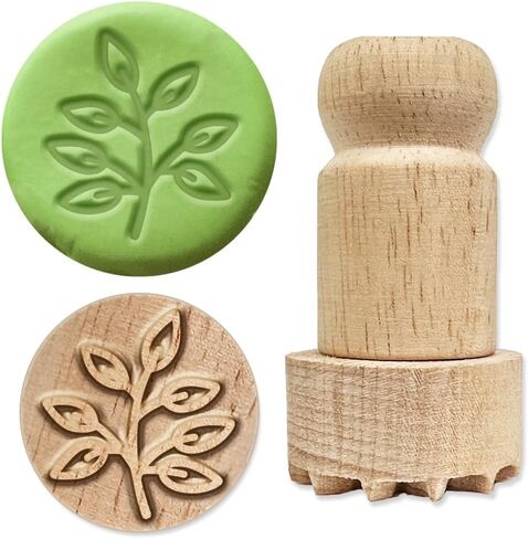 OLYCRAFT Wood Clay Stamp with Handle 1.8x1 inch Love Paw Wooden Stamp Wood Handle Pottery Tools Stamps Natural Round Wood Stamp Small Mini Stamp for Valentine's Day Clay and Ceramic Craft Making in Saudi Arabia