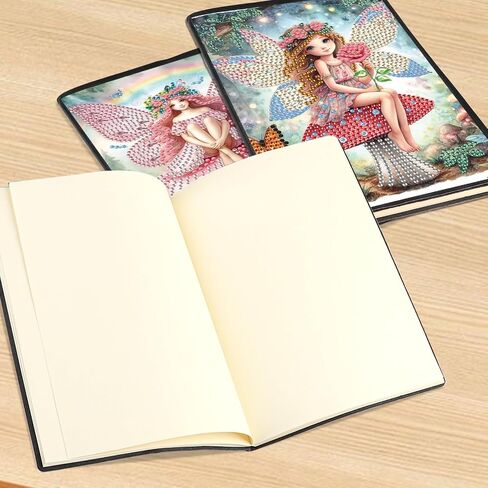 DCIDBEI 2 حزمة من دفاتر الملاحظات الماس اللوحة الملاك فارغة 5D DIY على شكل خاص كريستال مذكرات كتاب قزم 50 ورقة A5 كتاب مجلة الجنية الطلاء بالأرقام عدة كراسة الرسم الماس الفن مذكرة كتاب in Saudi Arabia