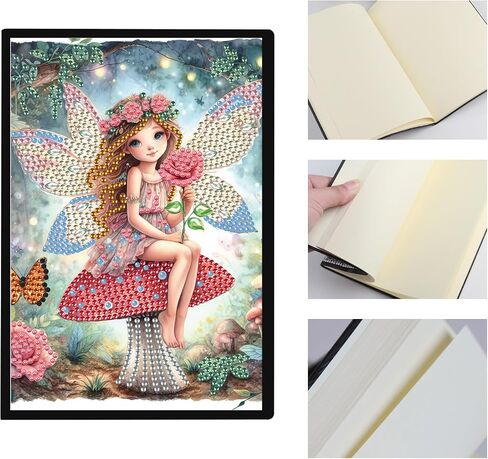 DCIDBEI 2 حزمة من دفاتر الملاحظات الماس اللوحة الملاك فارغة 5D DIY على شكل خاص كريستال مذكرات كتاب قزم 50 ورقة A5 كتاب مجلة الجنية الطلاء بالأرقام عدة كراسة الرسم الماس الفن مذكرة كتاب in Saudi Arabia