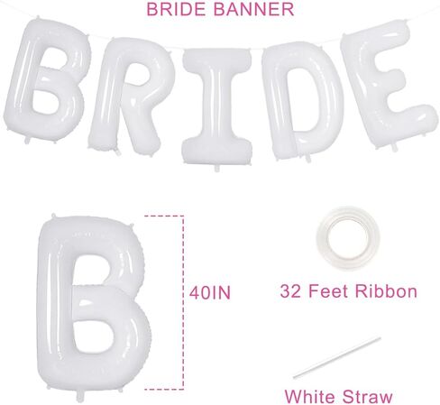 Bride Balloons - 30PCS | Bachelorette Party Balloons Decorations, White Bride Balloons for Bridal Shower Decorations, Wedding Party Balloons, Engagement Party Balloons, Bachelorette Balloons in Kuwait
