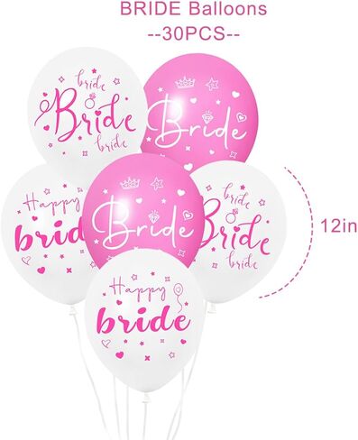 Bride Balloons - 30PCS | Bachelorette Party Balloons Decorations, White Bride Balloons for Bridal Shower Decorations, Wedding Party Balloons, Engagement Party Balloons, Bachelorette Balloons in Kuwait