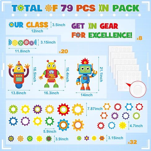 Gear Bulletin Board Decorations Set Gears Robot Back to School Classroom Decor Our Class Get in Gear for Excellence Bulletin Board Border Cutout for Stem Science Summer School Wall Decor in Saudi Arabia