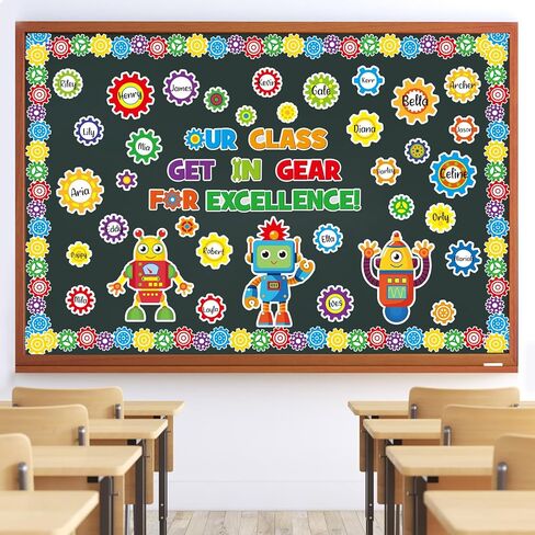 Gear Bulletin Board Decorations Set Gears Robot Back to School Classroom Decor Our Class Get in Gear for Excellence Bulletin Board Border Cutout for Stem Science Summer School Wall Decor in Saudi Arabia