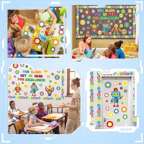 Gear Bulletin Board Decorations Set Gears Robot Back to School Classroom Decor Our Class Get in Gear for Excellence Bulletin Board Border Cutout for Stem Science Summer School Wall Decor in Saudi Arabia