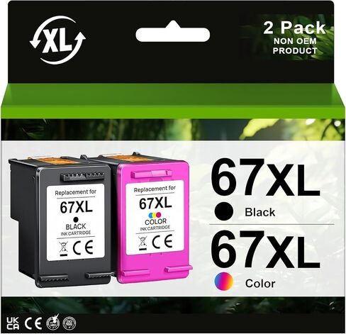 67XL Ink Cartridges Black Color Combo Pack Replacement for HP Ink 67 XL Fit for DeskJet 2700 2700e 2755 2755e 2752 4152 2755 4155e Envy 6000 6055 6400 6455 Printer (2 Pack) in Saudi Arabia