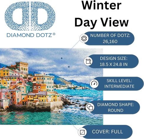 DIAMOND DOTZ ® - عرض يوم الشتاء، بوكاداس، جنوة، إيطاليا، حفر كامل، Dotz دائري، مجموعات طلاء الماس، مجموعات فنية ماسية للبالغين، لوحة ماسية شتوية، فن ماسي، أطقم، in Saudi Arabia