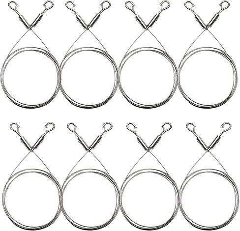 5Pcs 6.6FT Adjustable Heavy Duty Picture Hanging Wire, Double Carabiners Stainless Steel Wire Rope Hooks for Hanging Art Projects Mirrors Paintings Mirrors Lamps & More Holds Up to 66lbs in Saudi Arabia