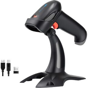 Tera Barcode Scanner Wireless 1D 2D QR with Stand: Battery Level Indicator 3 in 1 Works with Bluetooth 2.4G Wireless USB Wired Handheld Bar Code Reader with Vibration Alert HW0002 Orange in Kuwait
