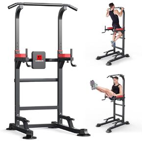 Power Tower Dip Station Workout equipment Pull up Bar for Home Gym Adjustable Height Strength Training Fitness Excercise Equipment,Load 450LBS