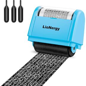 Identity Protection Roller Stamp LioNergy Roller Identity Theft Prevention Security Stamp with 3 Refills - Blue