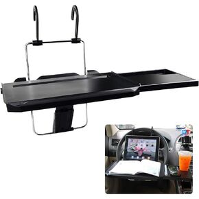 CPROSP Car Steering Wheel Seat Tray Desk Foldable Portable with Mouse Drawer for Eating Writing Working in Car, with Notebook Groove/Drink Cup Groove