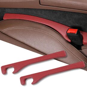 2 Pack Car Seat Gap Filler PU Leather Universal Fit Orgaziner for Car SUV Truck to Fill The Gap Between Seat and Console Stop Cellphone Wallet Keys Coins from Dropping Black (Black)