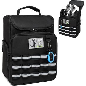 Golf Shoe Bag Zippered Shoe Carrier Bags with Side Accessory Pockets for Socks, Tees, Golf Balls (Includes 1 patch)