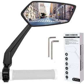 Arkham Bike Mirror for Handlebar HD Bar End Bicycle Mirror Thickened Auto-Grade Glass for Handlebar Rearview Mirror Multi-Angle Adjustable, E-Bike Universal(Oval Single)