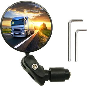 Bike Mirror, Bar End Bicycle Mirror, Adjustable Bike Rear View Mirrors for Handlebar End, Acrylic Convex Round HD Bicycle Mirrors, Bike Rearview Mirrors for Road Bike Mountain Bike (1)