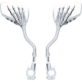 1 Pair Bicycle Mirror,Big View Bike Rear View Mirror Blindsight Multi Angle Adjustable Bike Mirror Billet Aluminum Chrome Plated Outside Skull Claw Style Also suitable for motorcycle mirror
