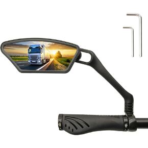 Bike Mirror, Large Bike Mirrors HD Rearview Mirror, Stainless Steel Flat Lens Bike Rear View Mirrors, Bike Mirror Handlebar Mount, Adjustable Bicycle Mirror for E-bike Scooter (SL Left)