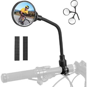 ROCKBROS Bike Mirror Handlebar Mount 360°Rotatable Adjustable Bicycle Rear View Mirror HD Wide Angle Clear Acrylic Convex Safe Bike Mirror for Mountain Road Bike Electric Motorcycle