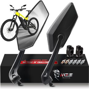 MZS Handlebar Bike Mirrors, HD Automotive E-Bike Mirror with 7/8 Aluminum Handlebars Mount, Safe Rearview Mountain Bicycle Mirror