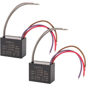 CBB61 4.5uf + 6uf + 5uf 5-Wire 250V/300V AC Ceiling Fan Capacitor by BlueStars - Pack of 2 - Replacement for Harbor Breeze & New Tech - 50/60 Hz - Electrical Power Relay Connecting Capacitor