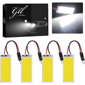 GrandviewTM COB 4-Pack 36-SMD DC12V LED Panel Dome Lamp Auto Car Interior Reading Plate Light Roof Ceiling Interior Wired Lamp with 4 x BA9S T10 Festoon Adapters