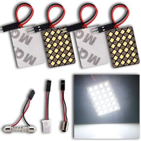 GLL لوحة الداخلية قبة LED أضواء القراءة للسيارات السيارات 2835 24-SMD الأبيض DC12V T10 + BA9S + اكليل محول حزمة من 4