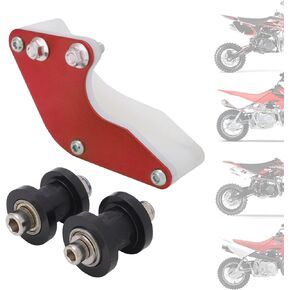 USTPO Motorcycle Chain Guide + Chain Rollers Wheels Aluminum Chain Guard Tensioner for XR CRF KLX SSR TTR Apollo SDG 50 65 70 85 100 110 125 150 Mini Bike Dirt Pit Bike Black