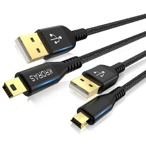 KRORAS Mini USB Cable 3.3 FT 2 Pack Compatible with TI-84 Plus CE Graphing Calculator,TI-Nspire CX CAS, TI 84 Plus C Silver Edition, Texas Instruments Calculators,Garmin Nuvi GPS,Dash Cam,etc