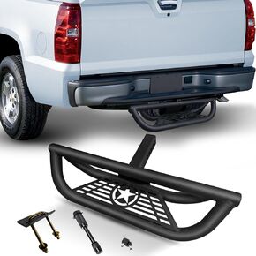2.5 Inch Drop Universal Bumper Hitch Step Trailer for 2 Inch Receiver Compatible with Pickups Trucks Vans SUVs ATVs, with Pin Lock & U-Bolts Stabilize, Tow Guard Protector Rear bar