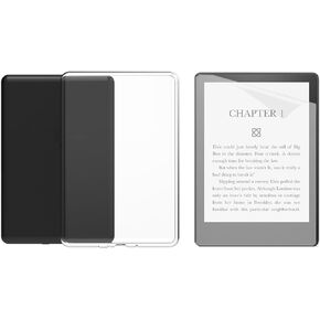 6.8" Clear Case Screen Protector for All New Kindle Paperwhite (11th Generation 2021) and Amazon Paperwhite Signature Edition, Soft Transparent Cover E-Reader Cases Covers, TPU Skin Bumper Back Shell
