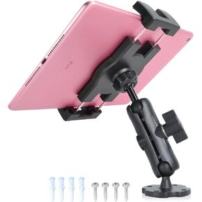 Aluminum iPad Mount Car Holder for 6.5"-12.9" Tablet Tab iPad Mini/Air/Pro,Drill Base Heavy-Duty Tablet Mount for Truck Wall Desk,Ball Mount Fit for RAM System
